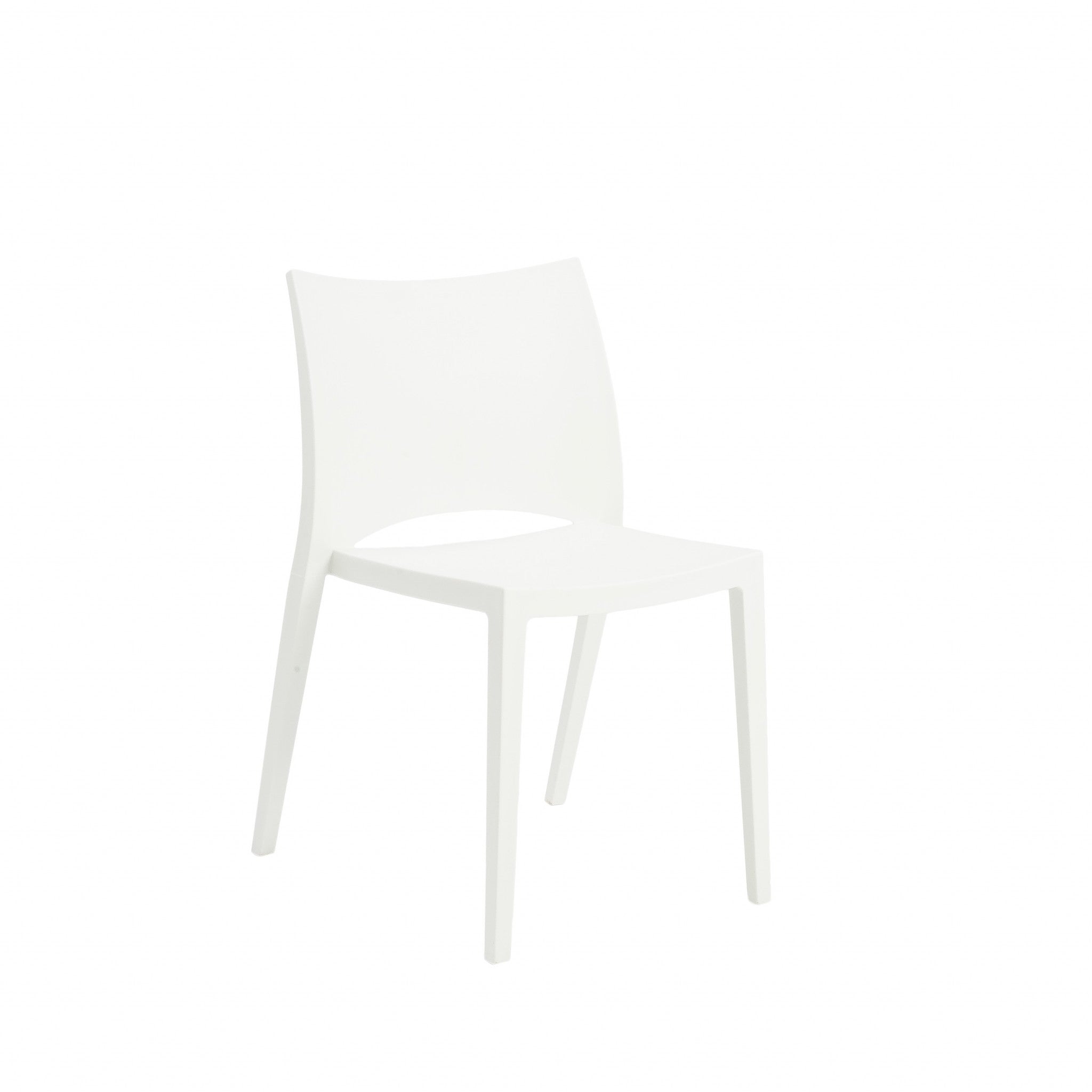 Set of Two White Heavy Duty Plastic Outdoor Stacking Dining Chairs-Outdoor Chairs-DECOROLALA