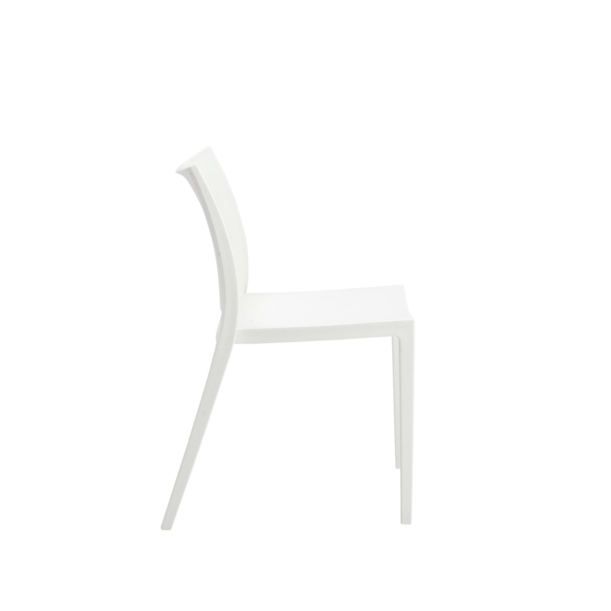 Set of Two White Heavy Duty Plastic Outdoor Stacking Dining Chairs-Outdoor Chairs-DECOROLALA