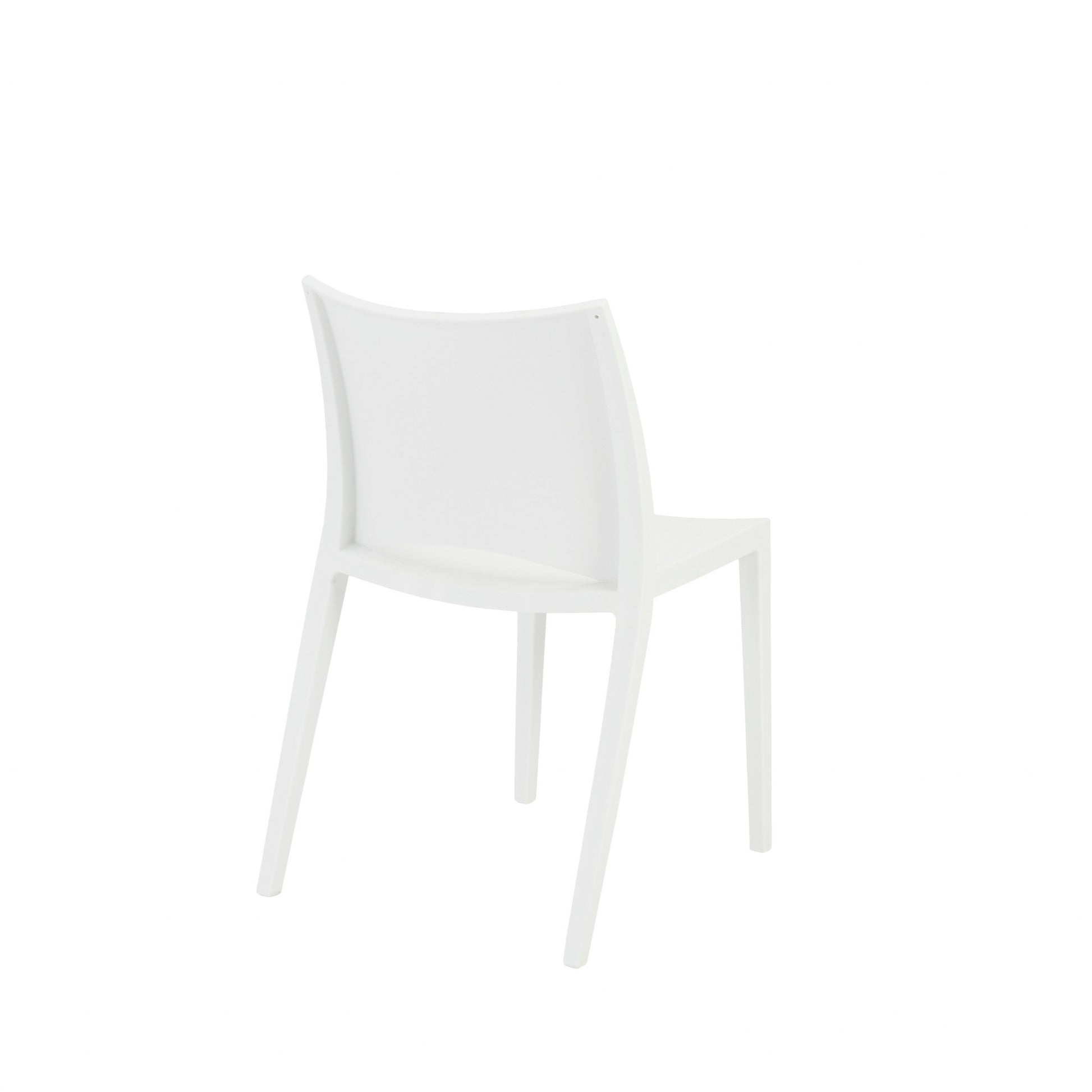 Set of Two White Heavy Duty Plastic Outdoor Stacking Dining Chairs-Outdoor Chairs-DECOROLALA