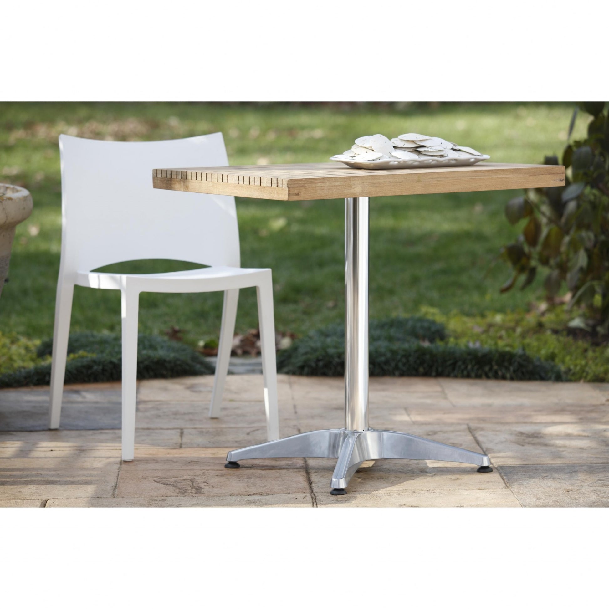 Set of Two White Heavy Duty Plastic Outdoor Stacking Dining Chairs-Outdoor Chairs-DECOROLALA