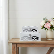 Set of Two White Mirrored Glass And Wood Box With Lid-Organizers-DECOROLALA