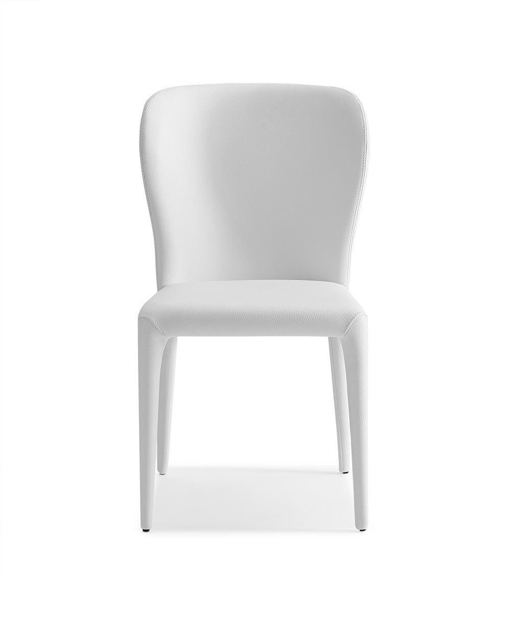 Set of Two White Upholstered Faux Leather Dining Side Chairs-Dining Chairs-DECOROLALA