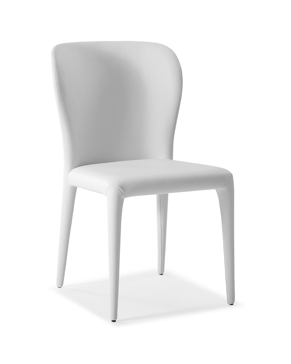Set of Two White Upholstered Faux Leather Dining Side Chairs-Dining Chairs-DECOROLALA