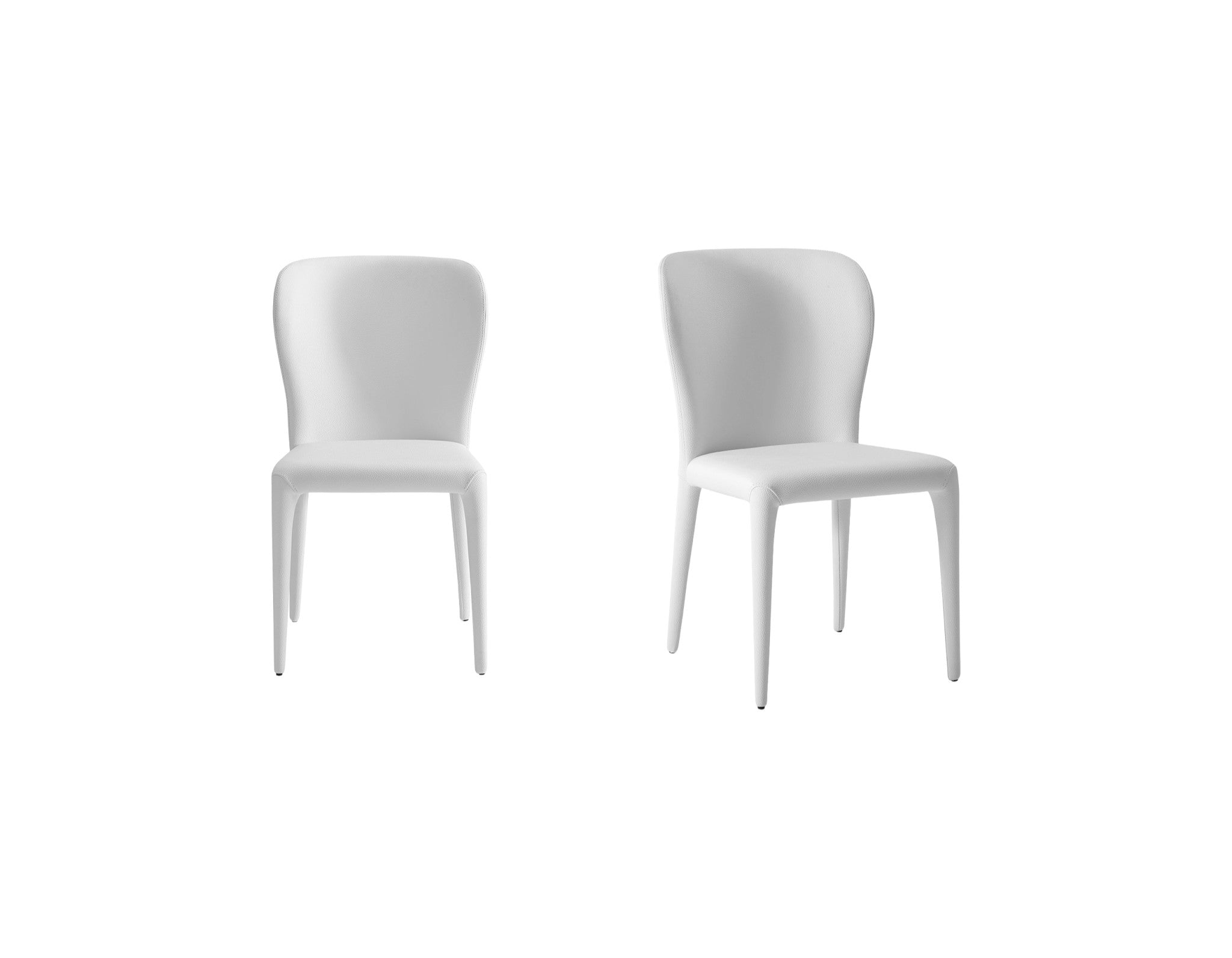 Set of Two White Upholstered Faux Leather Dining Side Chairs-Dining Chairs-DECOROLALA
