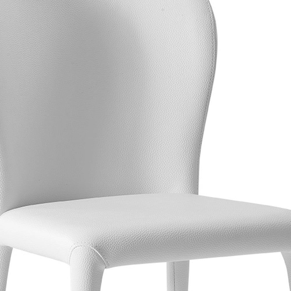 Set of Two White Upholstered Faux Leather Dining Side Chairs-Dining Chairs-DECOROLALA