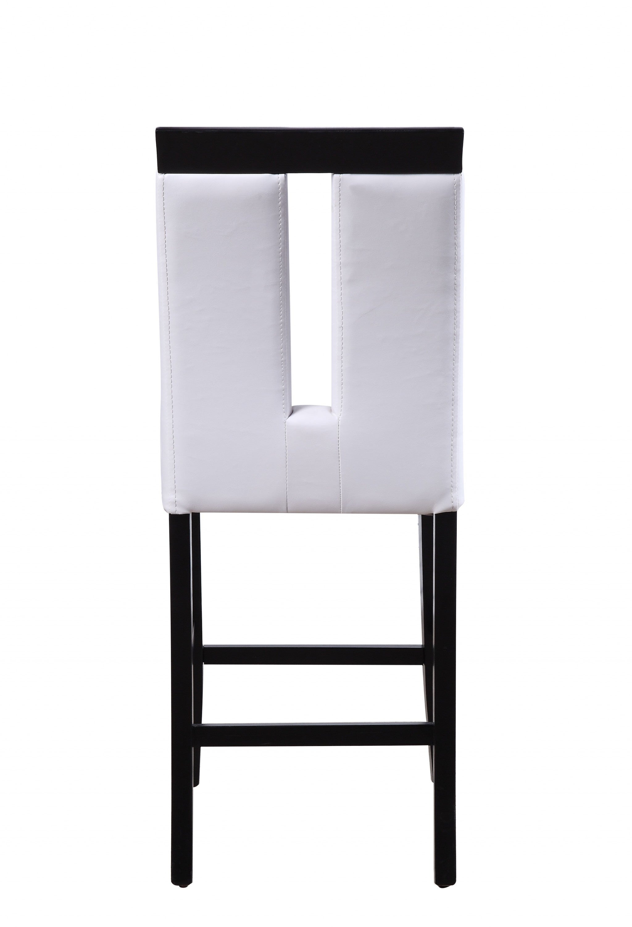 Set of Two White and Black Faux Leather and Solid Wood Counter Height Bar Chairs-Bar Chairs-DECOROLALA