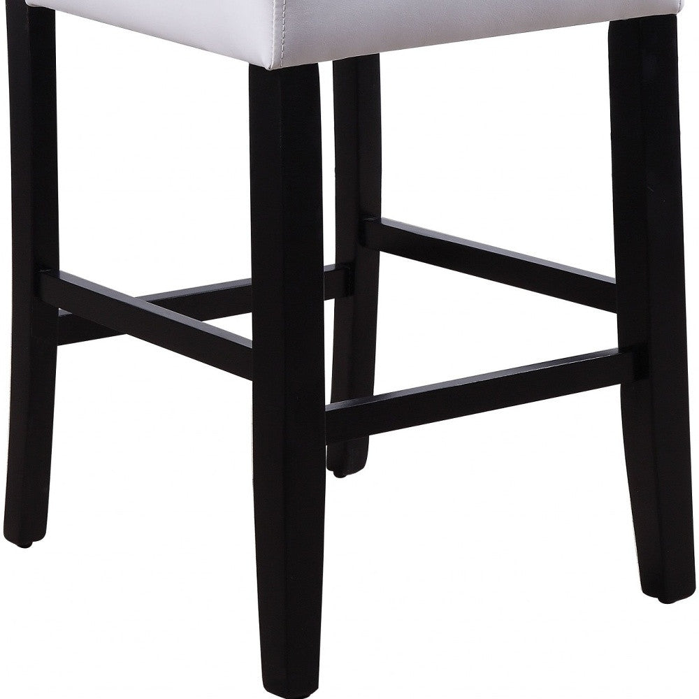 Set of Two White and Black Faux Leather and Solid Wood Counter Height Bar Chairs-Bar Chairs-DECOROLALA