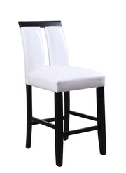 Set of Two White and Black Faux Leather and Solid Wood Counter Height Bar Chairs-Bar Chairs-DECOROLALA