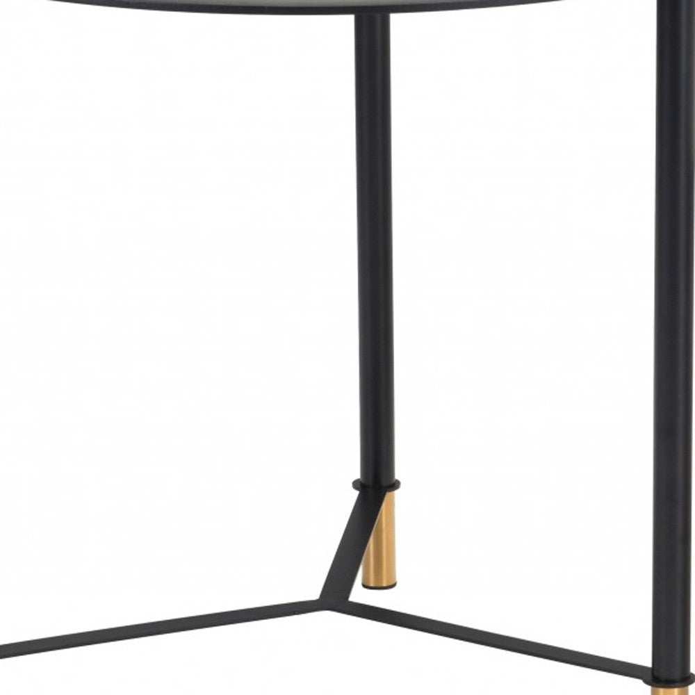 Set of Two White and Black Faux Marble And Glass And Steel Round Bunching Coffee Tables-Coffee Tables-DECOROLALA