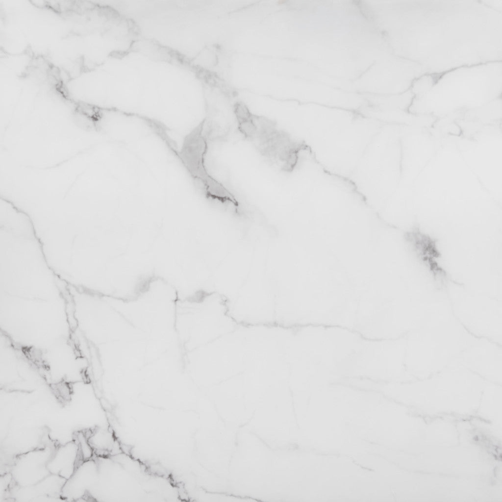 Set of Two White and Black Faux Marble And Glass And Steel Round Bunching Coffee Tables-Coffee Tables-DECOROLALA