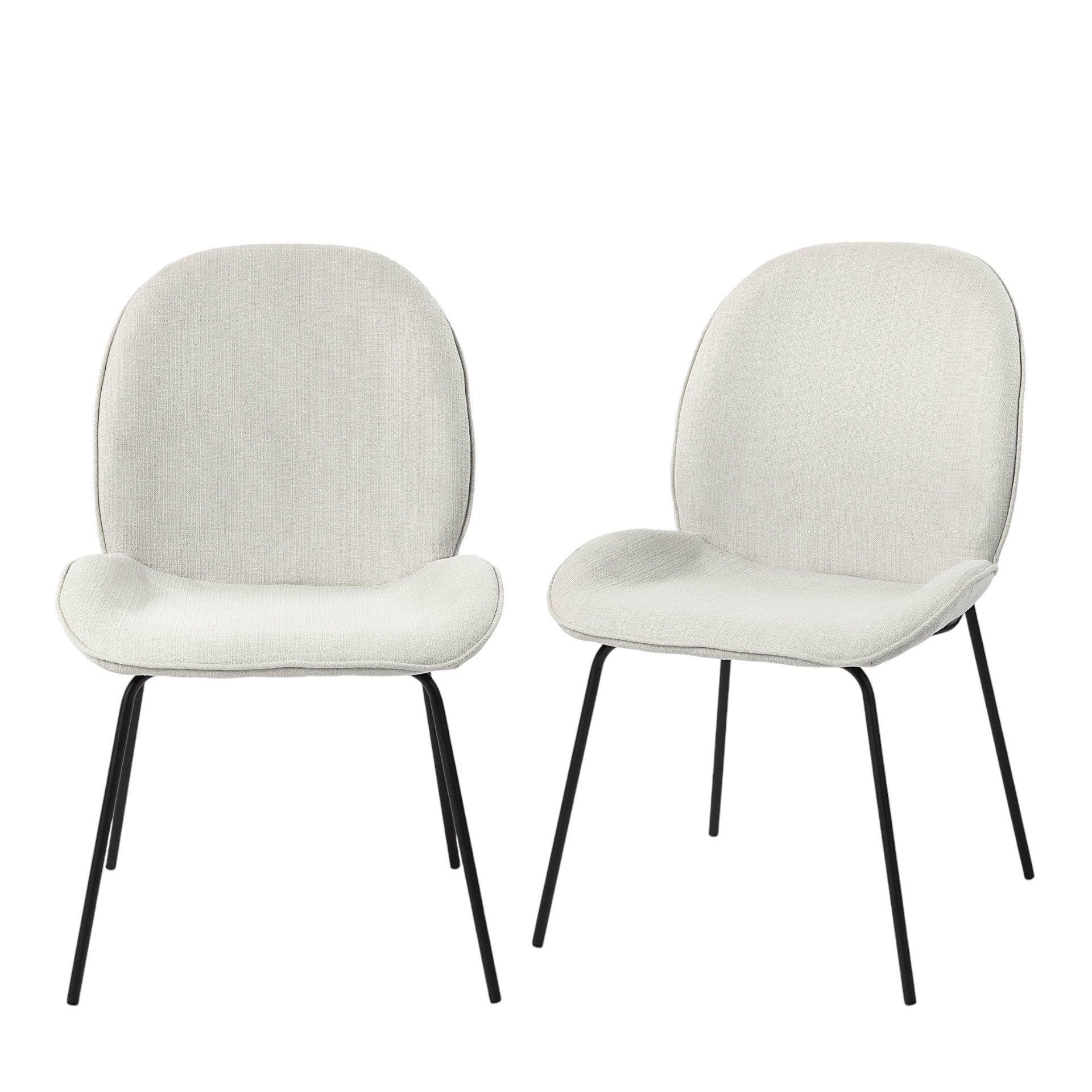 Set of Two White and Black Upholstered Fabric Dining Side Chairs-Dining Chairs-DECOROLALA