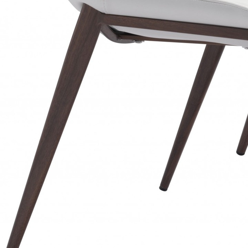 Set of Two White and Brown Upholstered Faux Leather Dining Side Chairs-Dining Chairs-DECOROLALA