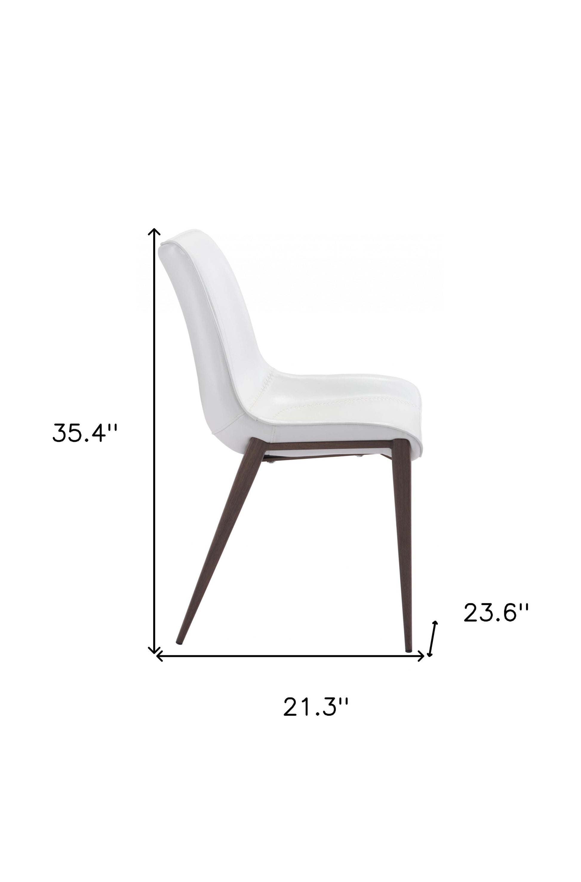 Set of Two White and Brown Upholstered Faux Leather Dining Side Chairs-Dining Chairs-DECOROLALA