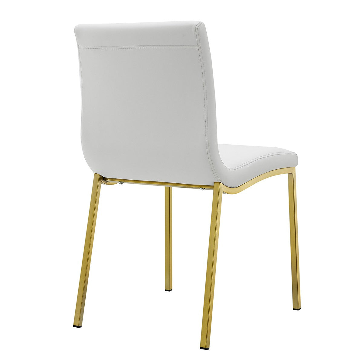 Set of Two White and Gold Upholstered Leather Dining Side Chairs-Dining Chairs-DECOROLALA