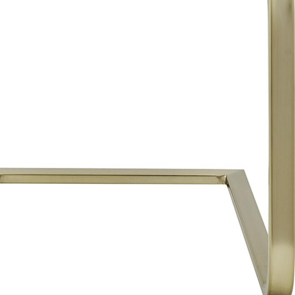 Set of Two White and Gold Upholstered Leather Dining Side Chairs-Dining Chairs-DECOROLALA