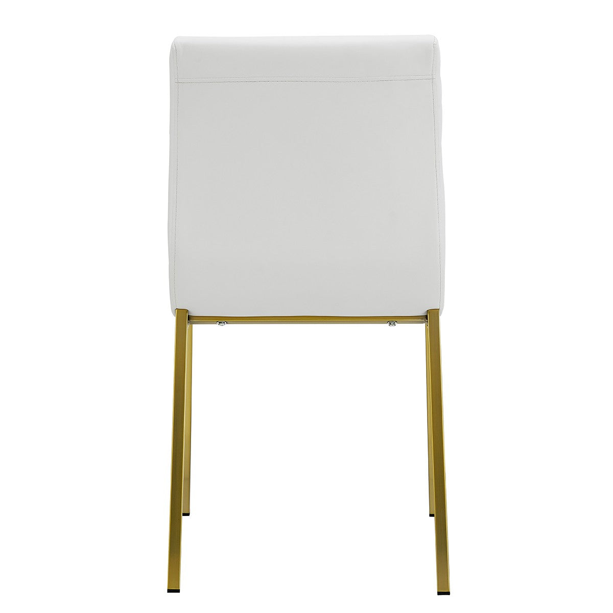 Set of Two White and Gold Upholstered Leather Dining Side Chairs-Dining Chairs-DECOROLALA