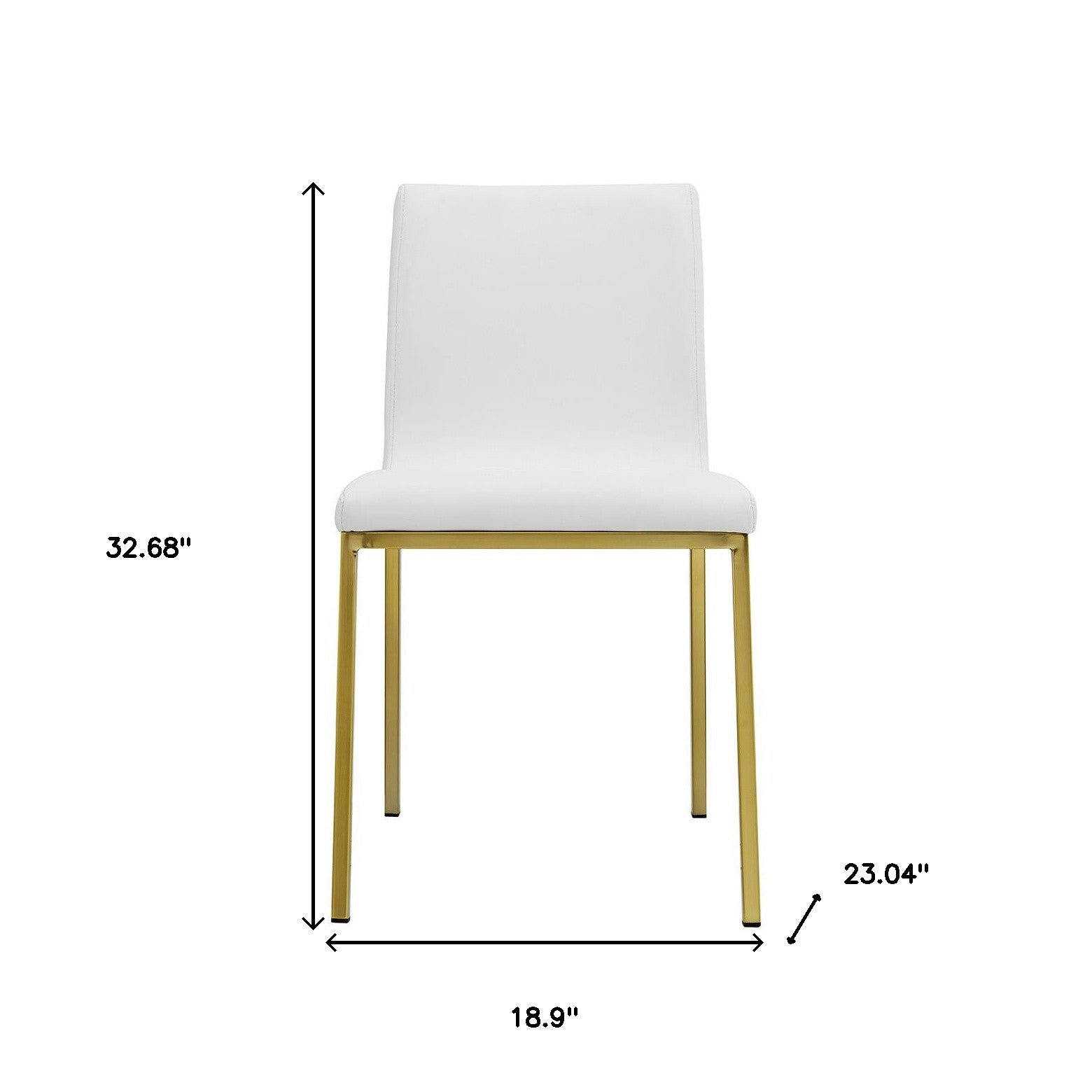 Set of Two White and Gold Upholstered Leather Dining Side Chairs-Dining Chairs-DECOROLALA