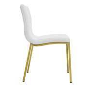 Set of Two White and Gold Upholstered Leather Dining Side Chairs-Dining Chairs-DECOROLALA