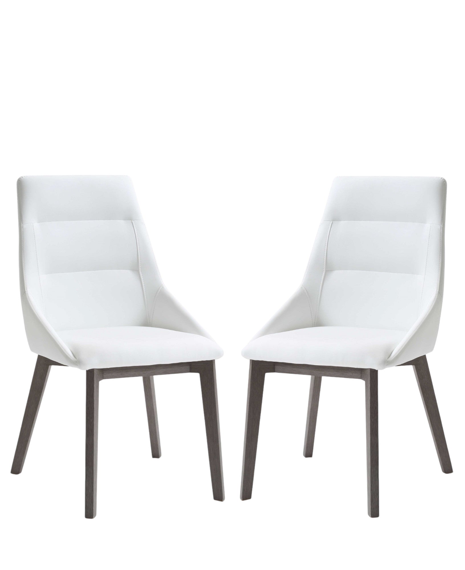 Set of Two White and Gray Upholstered Faux Leather Dining Side Chairs-Dining Chairs-DECOROLALA