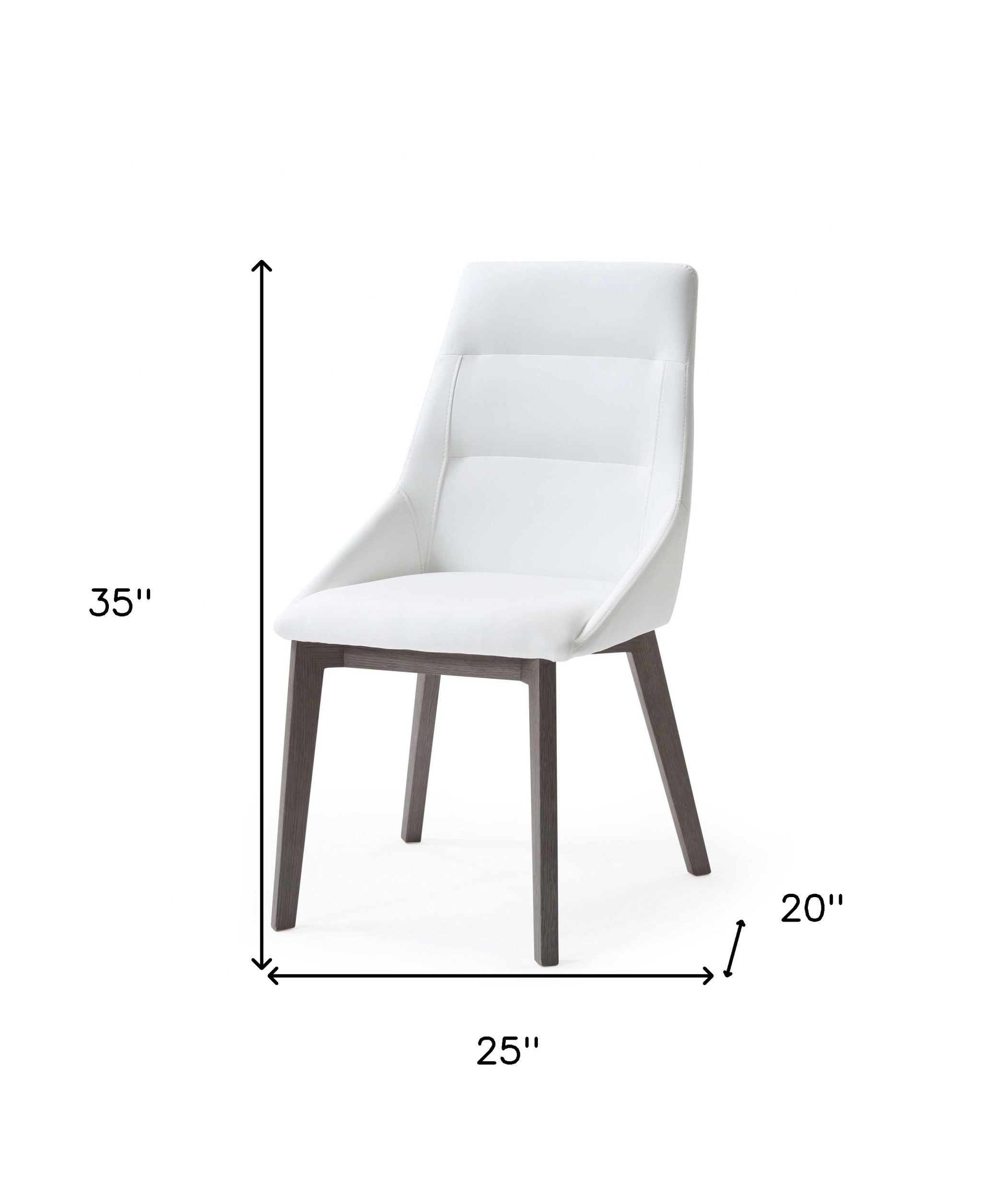 Set of Two White and Gray Upholstered Faux Leather Dining Side Chairs-Dining Chairs-DECOROLALA