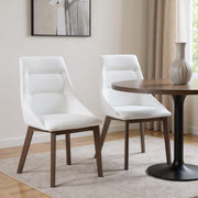 Set of Two White and Gray Upholstered Faux Leather Dining Side Chairs-Dining Chairs-DECOROLALA