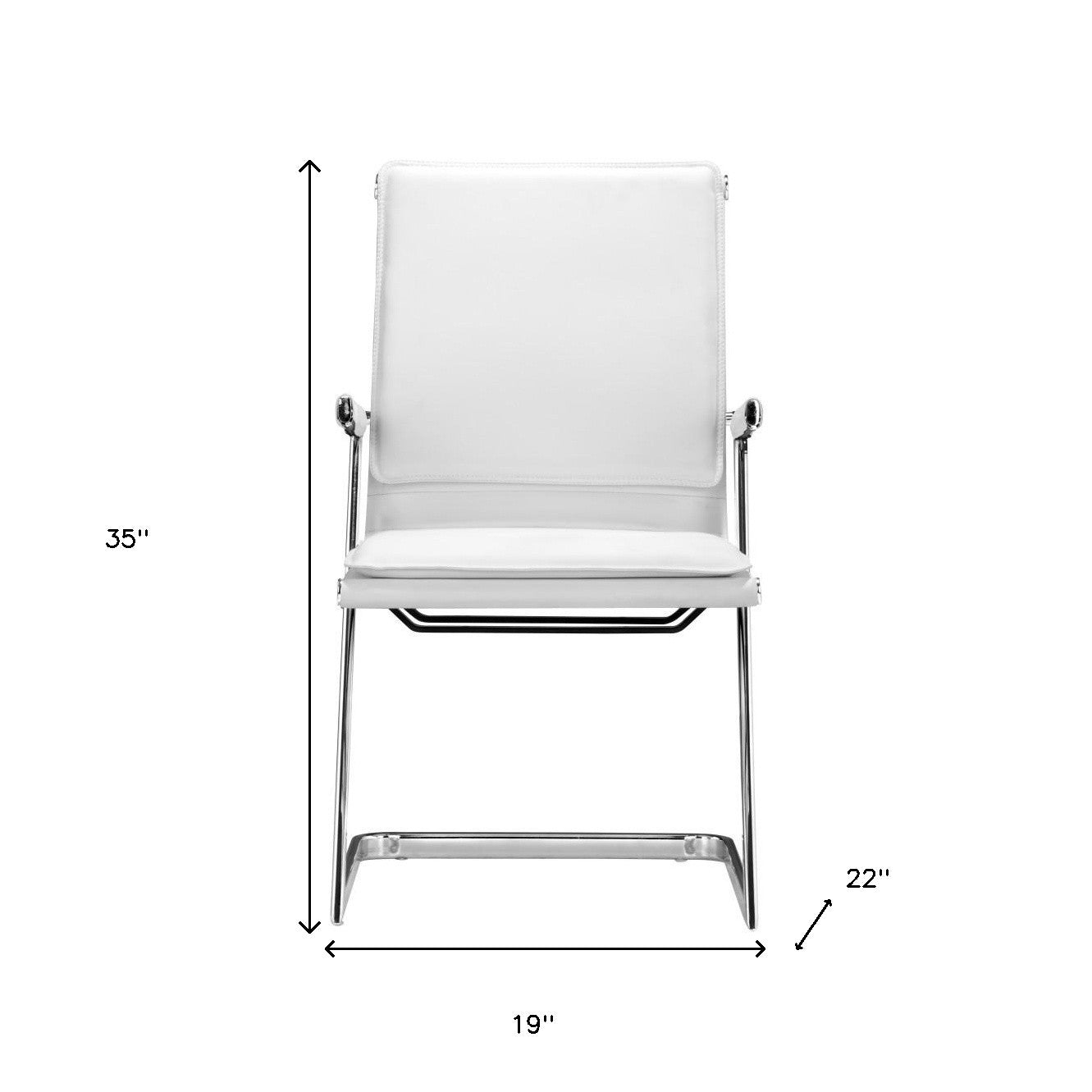 Set of Two White and Silver Faux Leather Conference Office Chair-Office Chairs-DECOROLALA