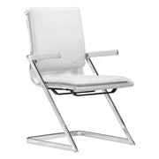 Set of Two White and Silver Faux Leather Conference Office Chair-Office Chairs-DECOROLALA