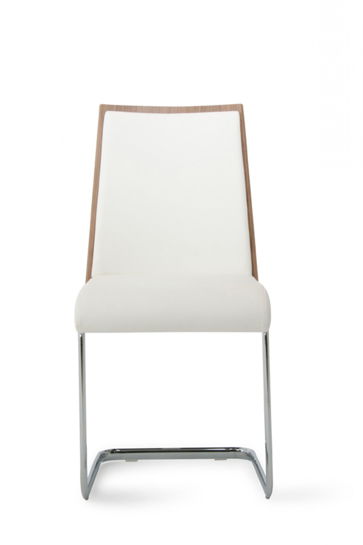 Set of Two White and Silver Upholstered Faux Leather Dining Side Chairs-Dining Chairs-DECOROLALA