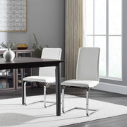 Set of Two White and Silver Upholstered Leather Dining Side Chairs-Dining Chairs-DECOROLALA
