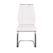 Set of Two White and Silver Upholstered Leather Dining Side Chairs-Dining Chairs-DECOROLALA