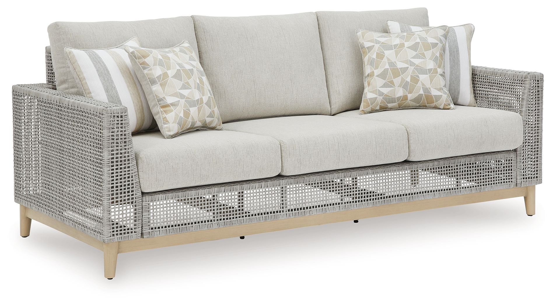 Seton Creek Outdoor Sofa - Gray Resin Wicker-Sofas-DECOROLALA