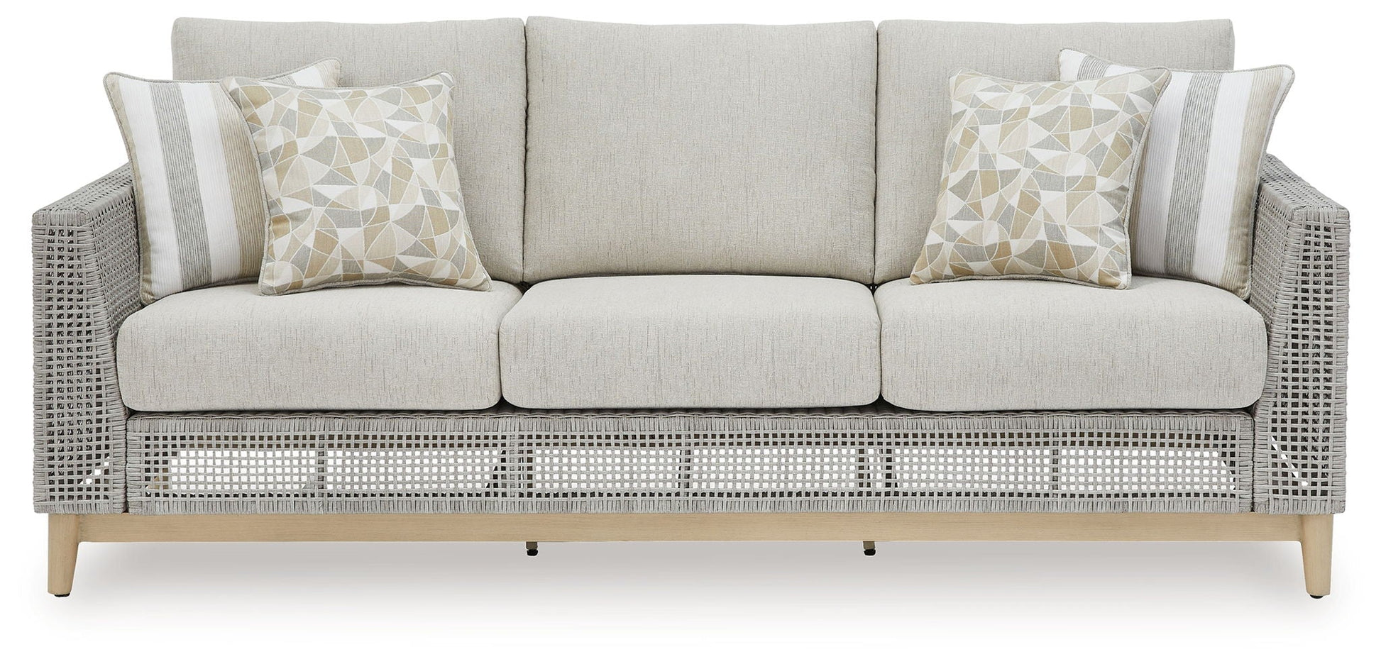 Seton Creek Outdoor Sofa - Gray Resin Wicker-Sofas-DECOROLALA