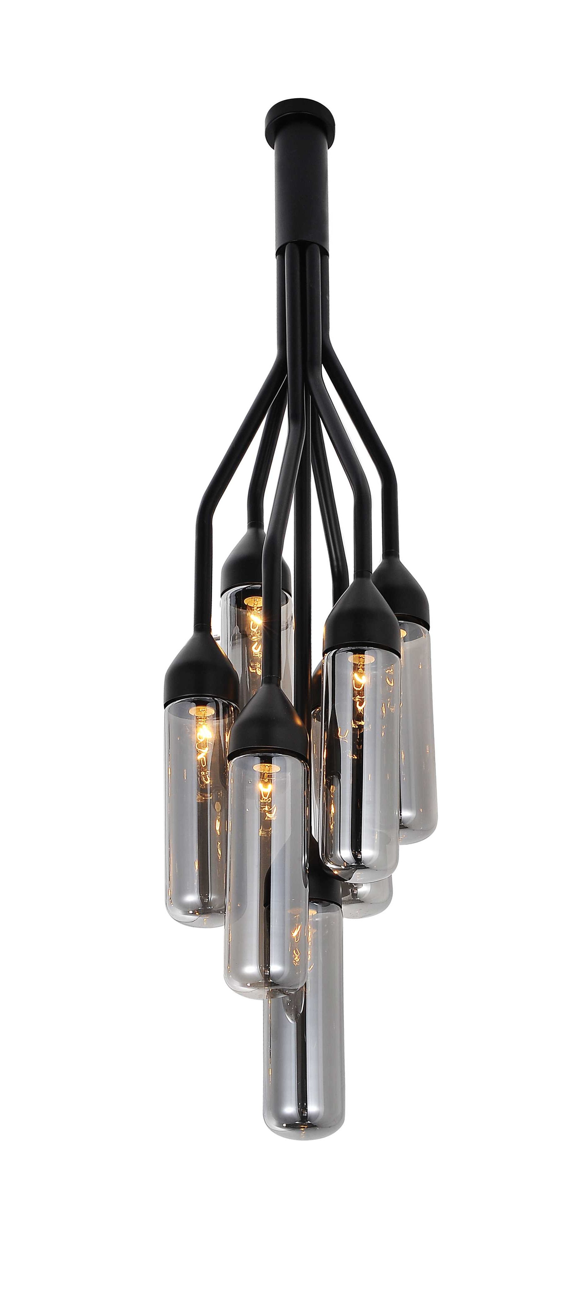 Shaded Empire Six Light Metal and Glass Flush Ceiling Light With Clear Shades-Chandeliers-DECOROLALA