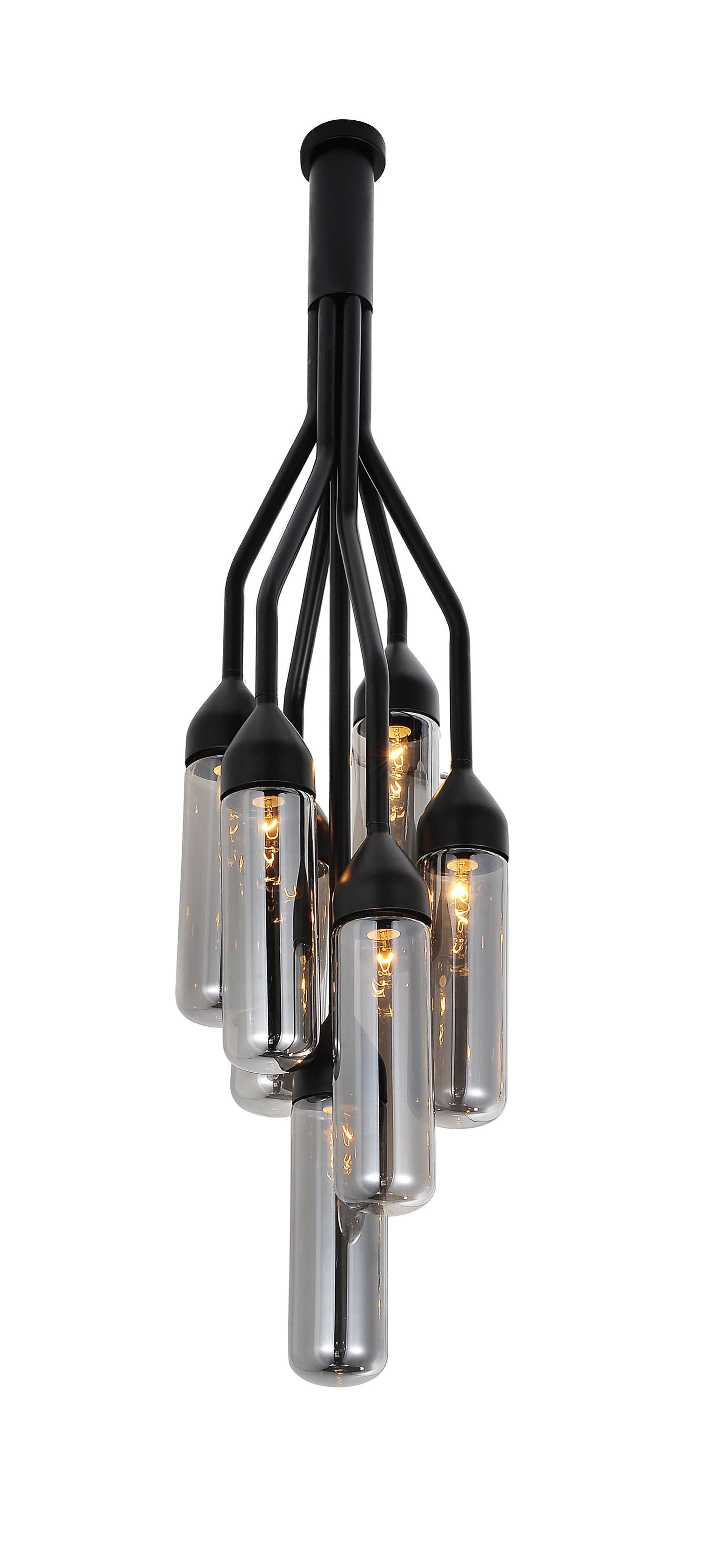 Shaded Empire Six Light Metal and Glass Flush Ceiling Light With Clear Shades-Chandeliers-DECOROLALA