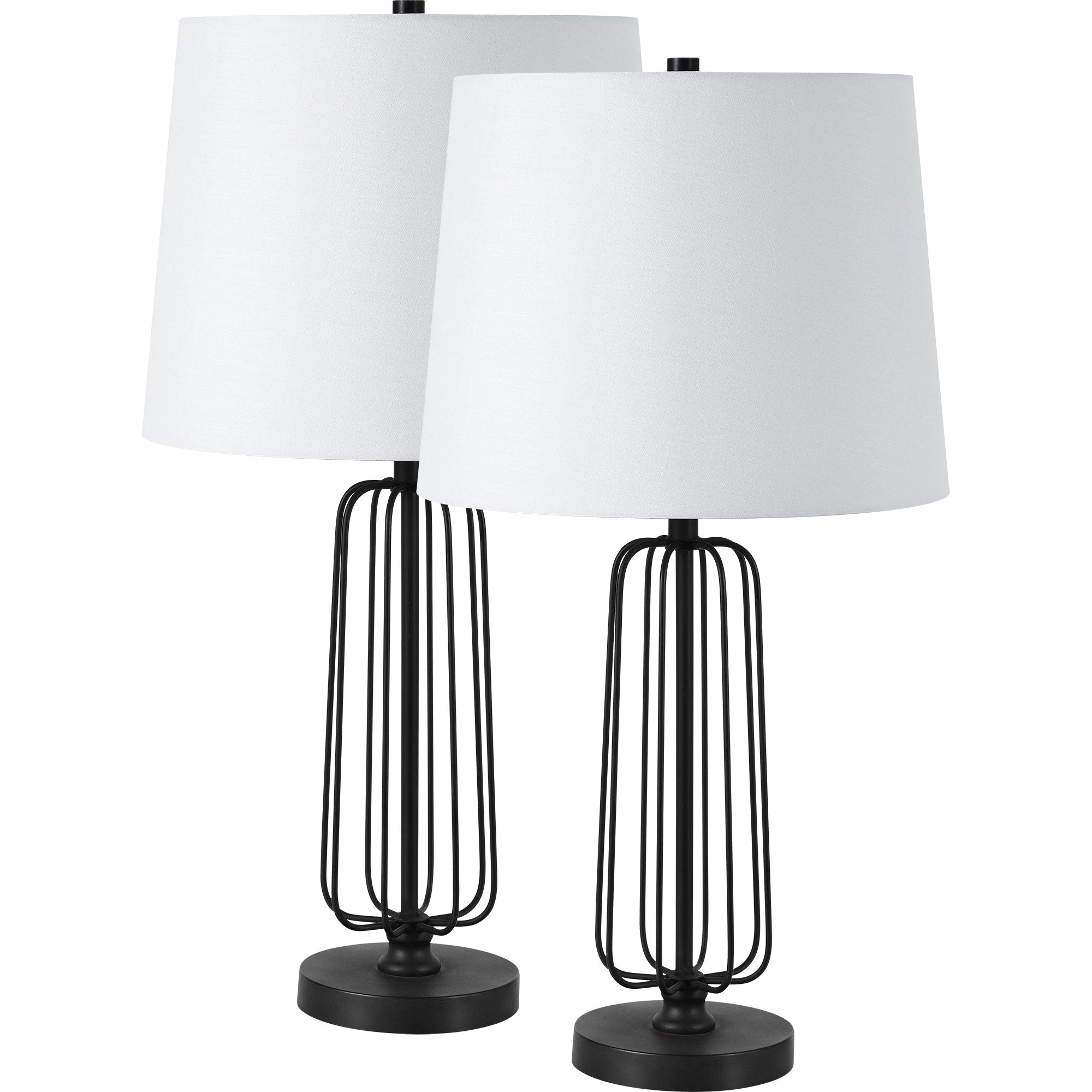 Shadia 24.75" Length Table Lamp- Set of two, Matte Black-Table Lamp- Set of two-DECOROLALA