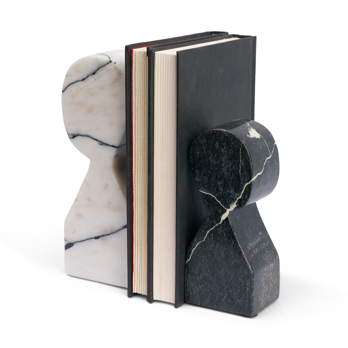 Shadow White & Black Marble Bookends-Bookends-DECOROLALA