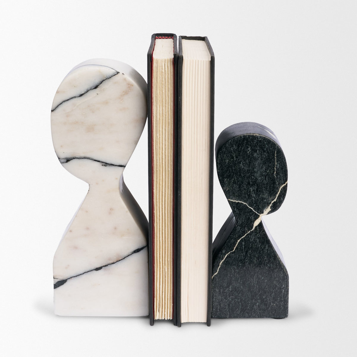 Shadow White & Black Marble Bookends-Bookends-DECOROLALA