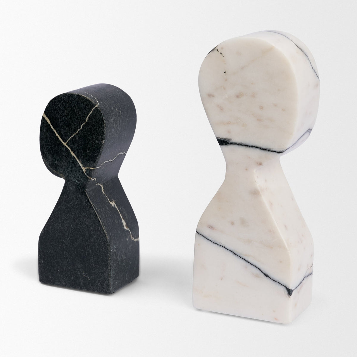 Shadow White & Black Marble Bookends-Bookends-DECOROLALA