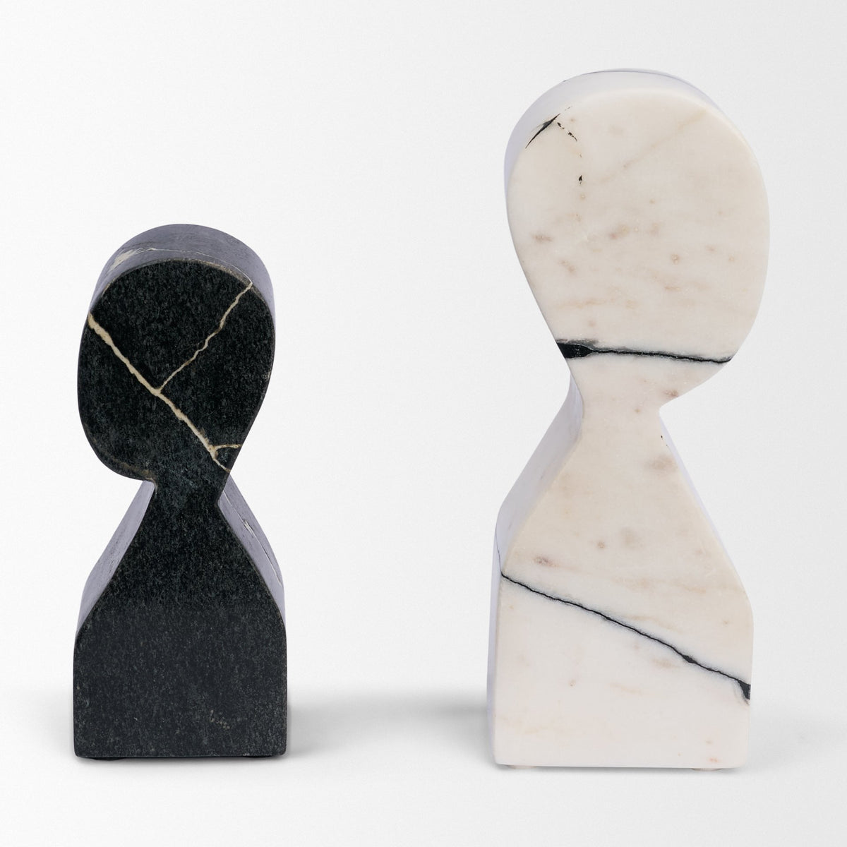 Shadow White & Black Marble Bookends-Bookends-DECOROLALA