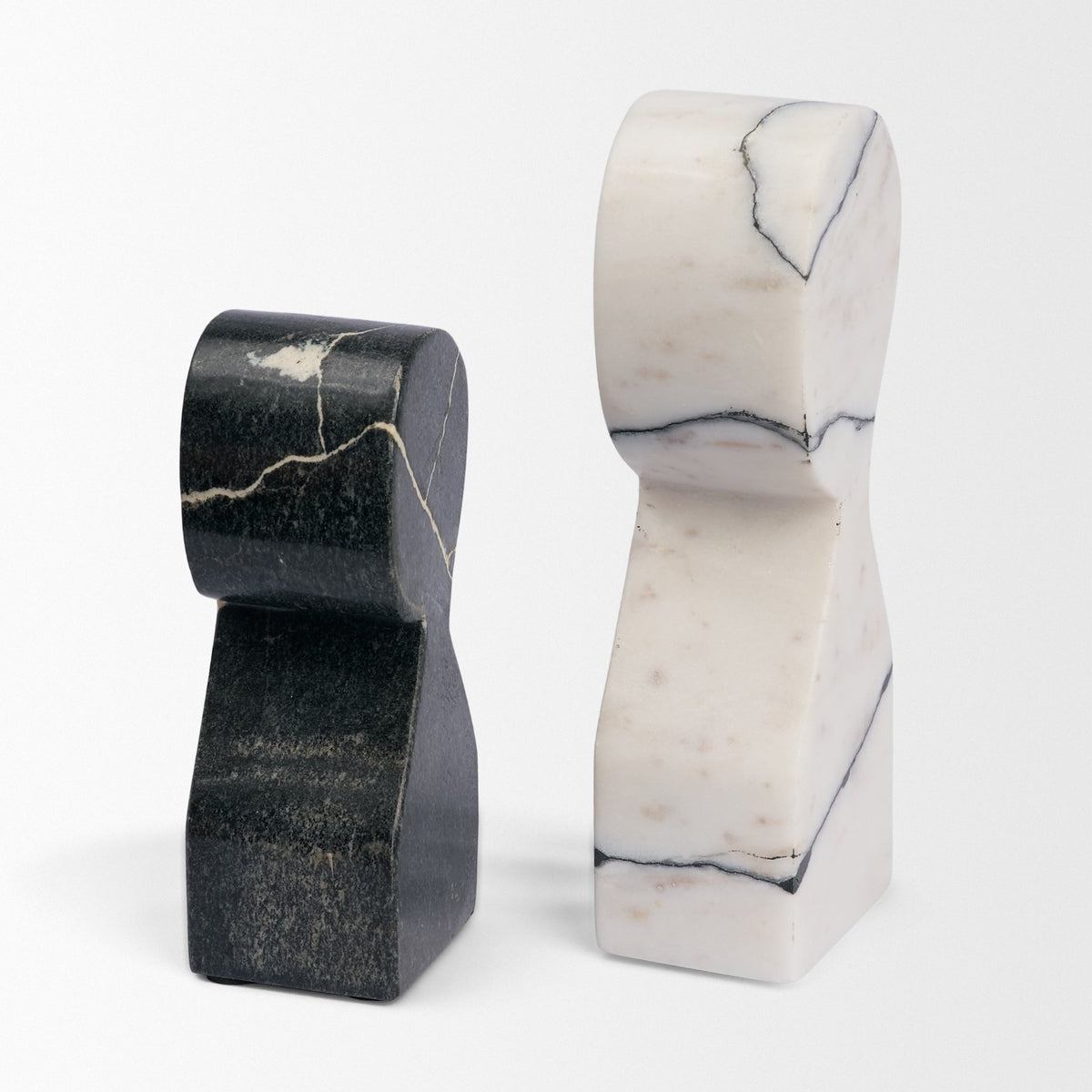 Shadow White & Black Marble Bookends-Bookends-DECOROLALA