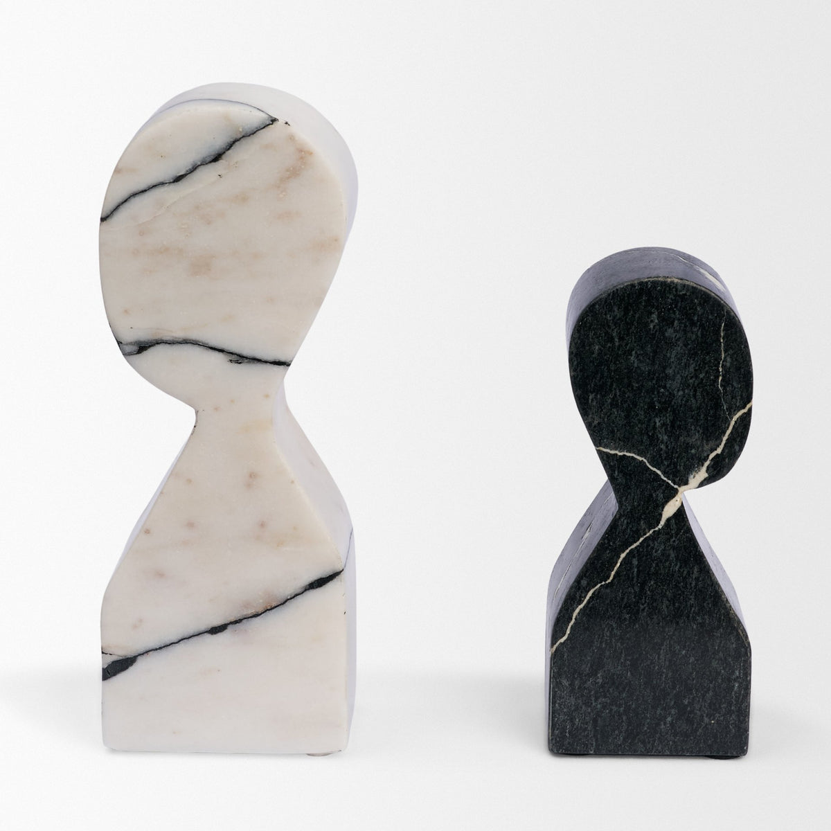 Shadow White & Black Marble Bookends-Bookends-DECOROLALA