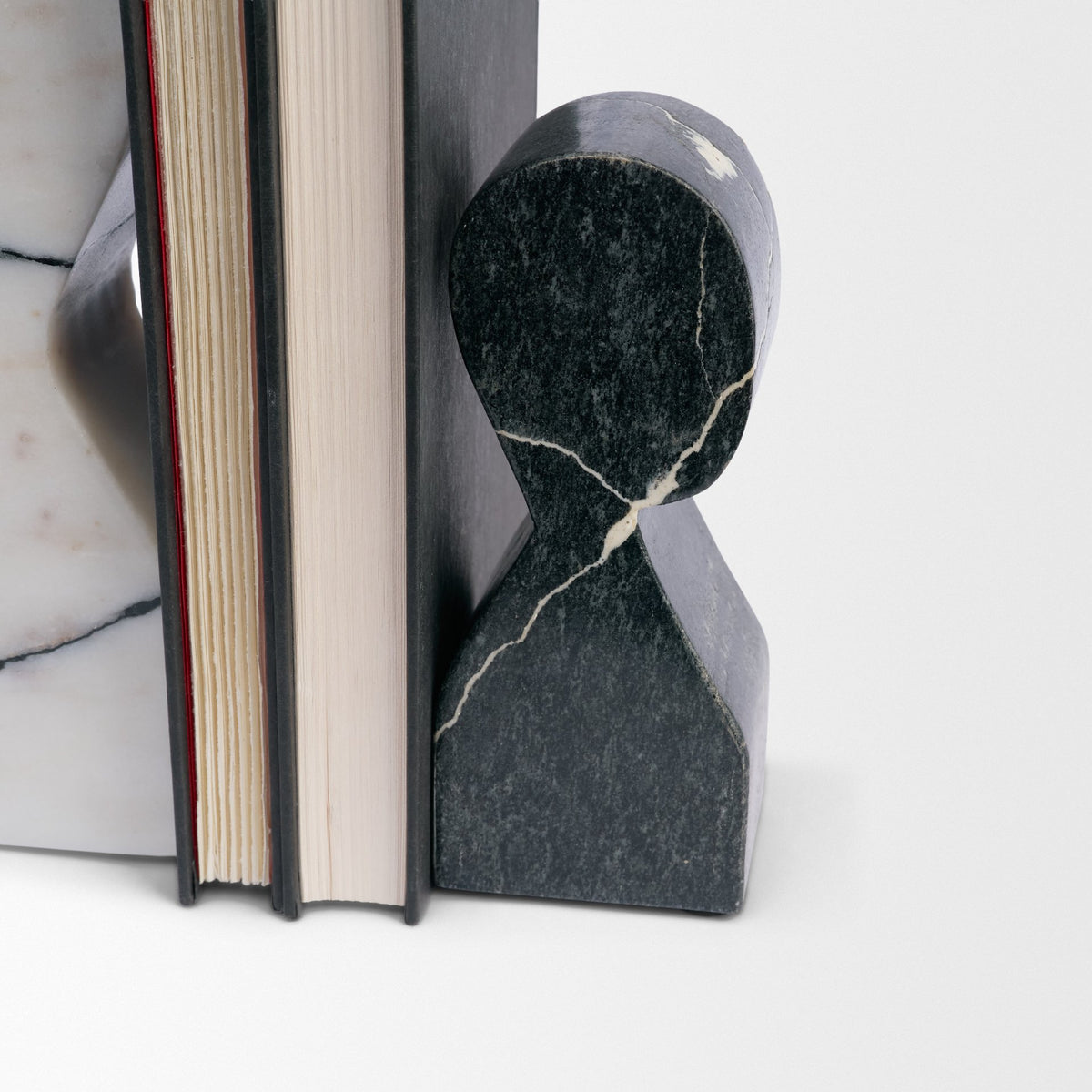 Shadow White & Black Marble Bookends-Bookends-DECOROLALA