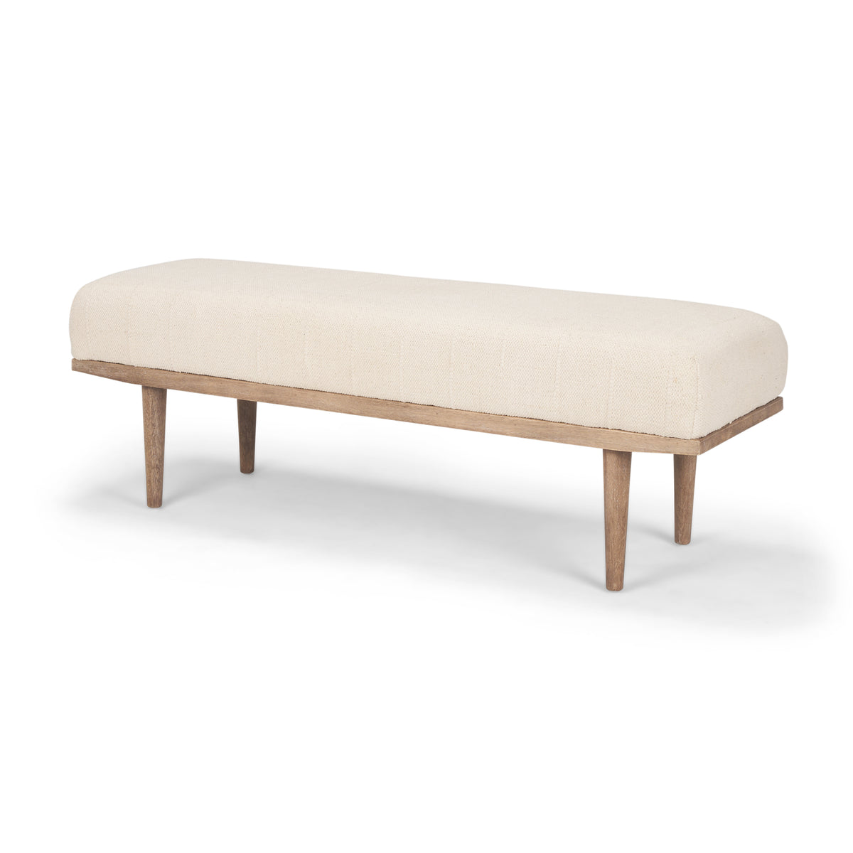 Shae Brown Wood w/ Oatmeal Fabric Bench-Benches-DECOROLALA