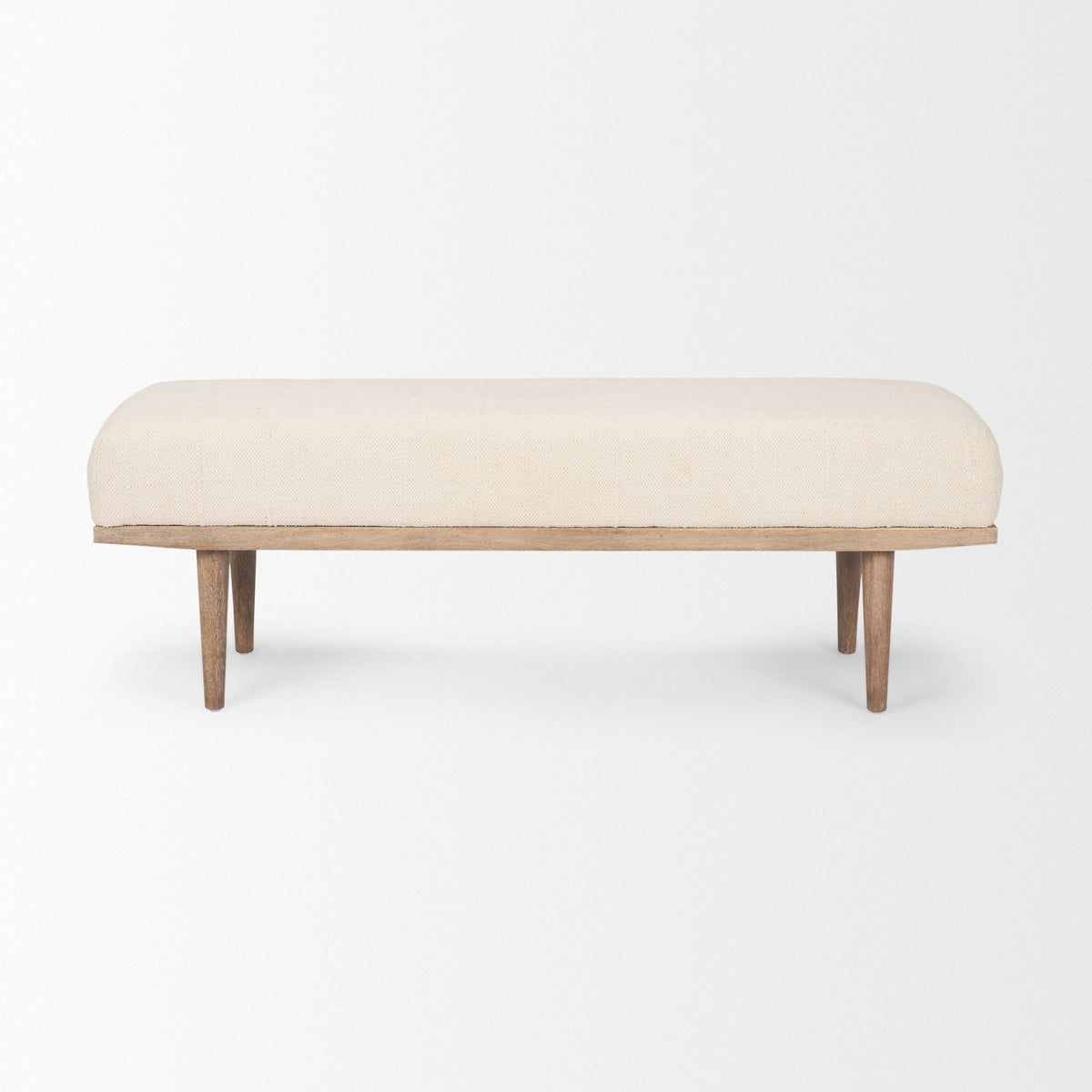 Shae Brown Wood w/ Oatmeal Fabric Bench-Benches-DECOROLALA