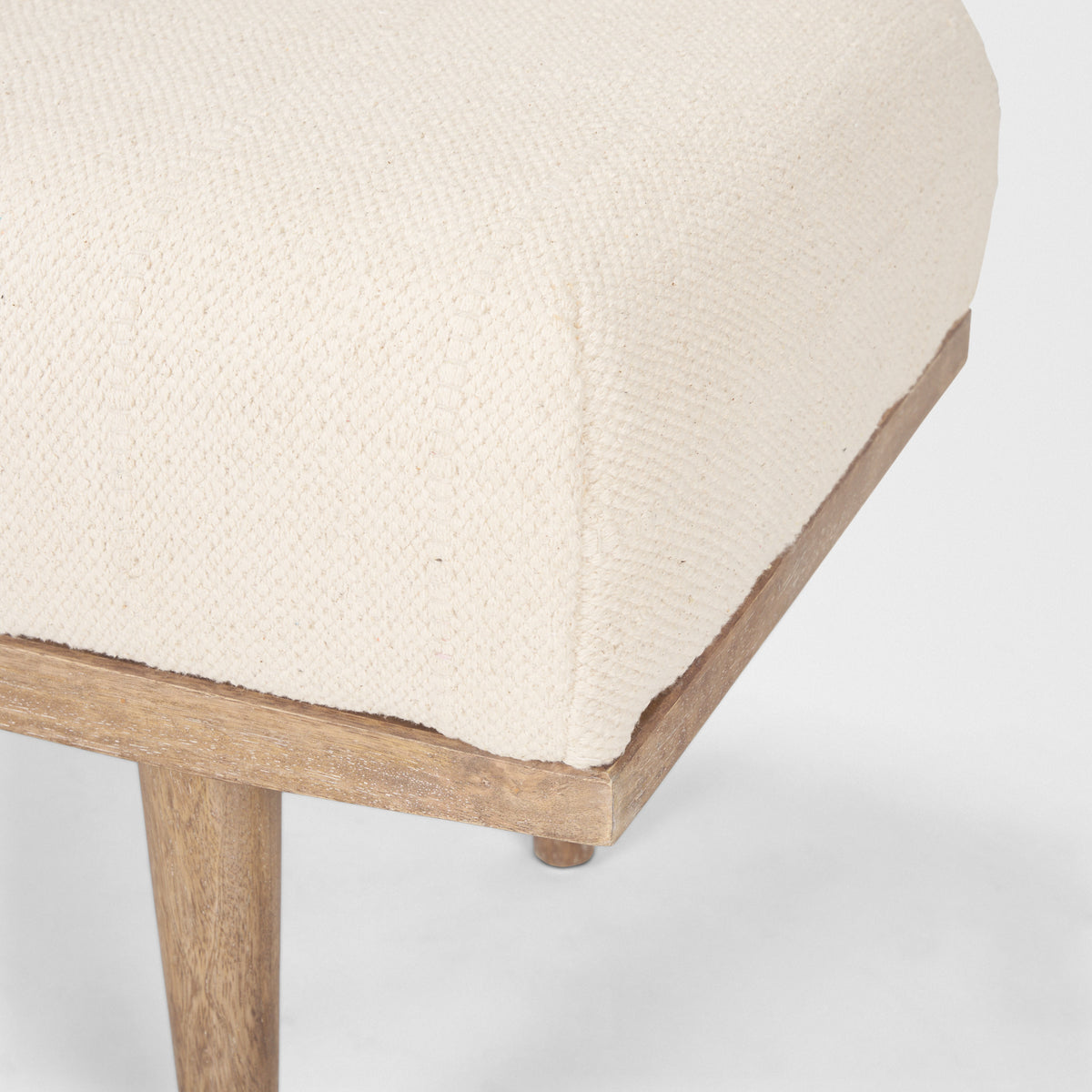 Shae Brown Wood w/ Oatmeal Fabric Bench-Benches-DECOROLALA