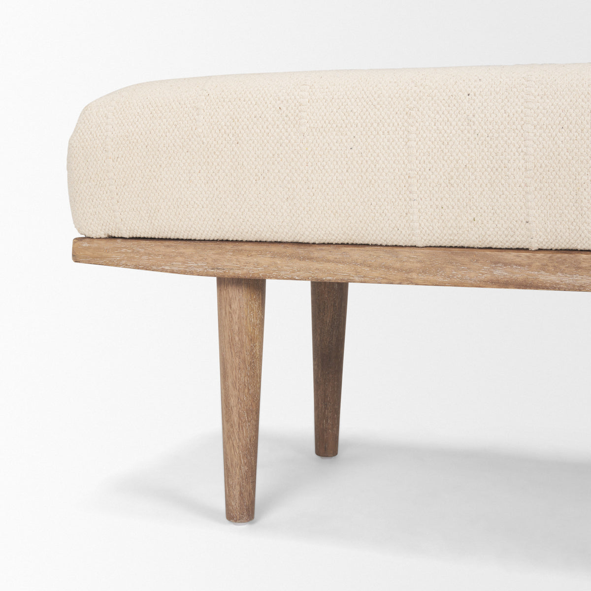 Shae Brown Wood w/ Oatmeal Fabric Bench-Benches-DECOROLALA