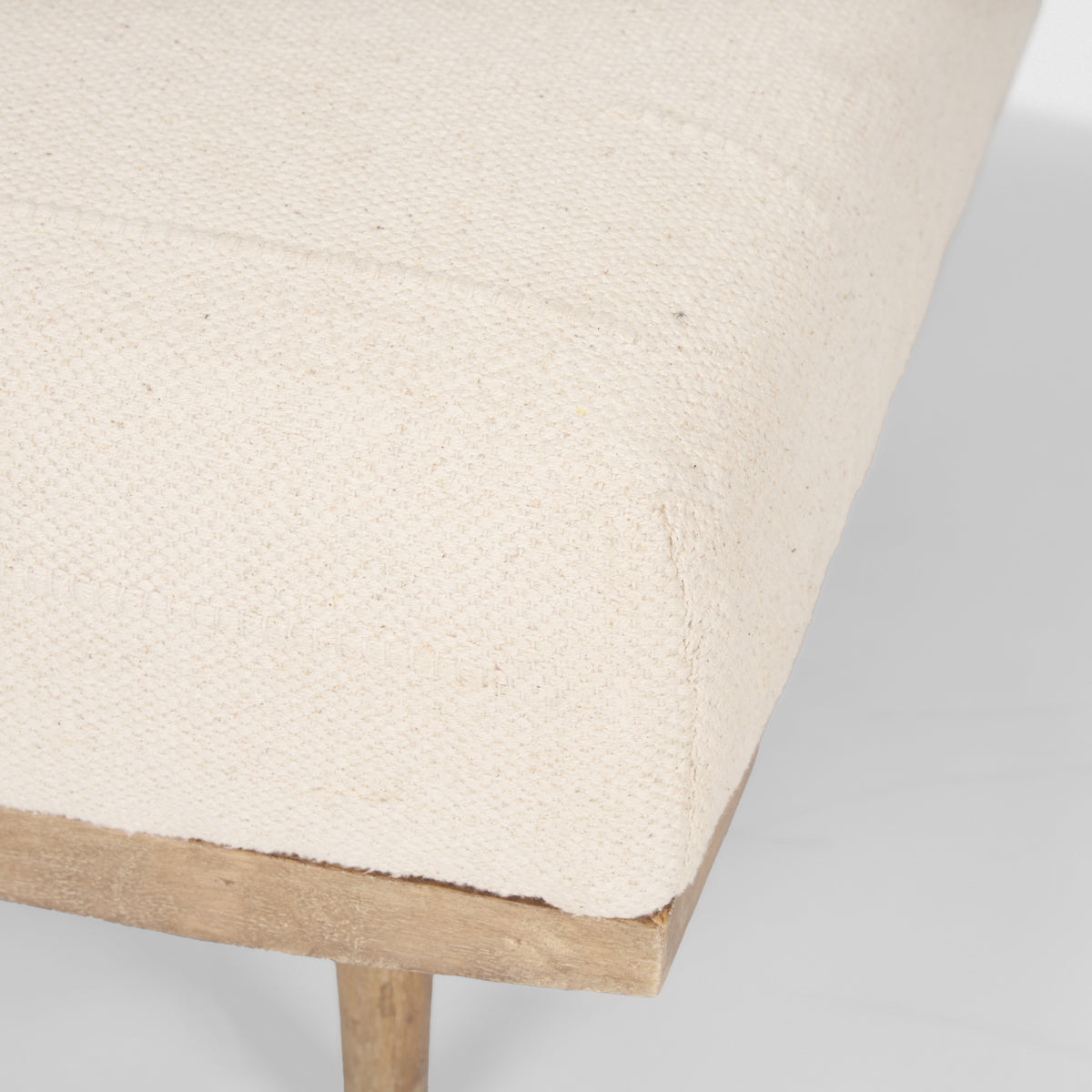 Shae Brown Wood w/ Oatmeal Fabric Ottoman-Stools & Ottomans-DECOROLALA
