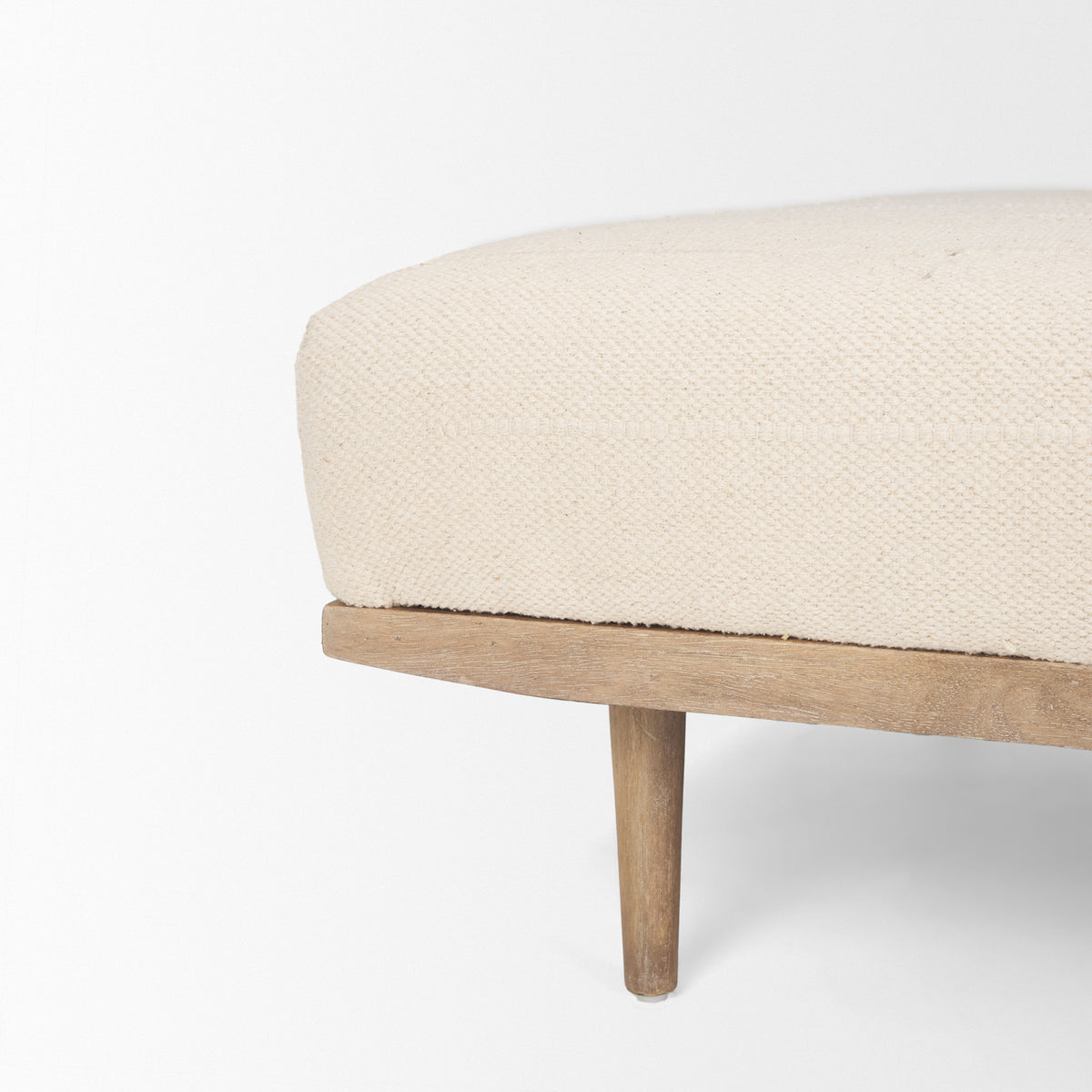 Shae Brown Wood w/ Oatmeal Fabric Ottoman-Stools & Ottomans-DECOROLALA