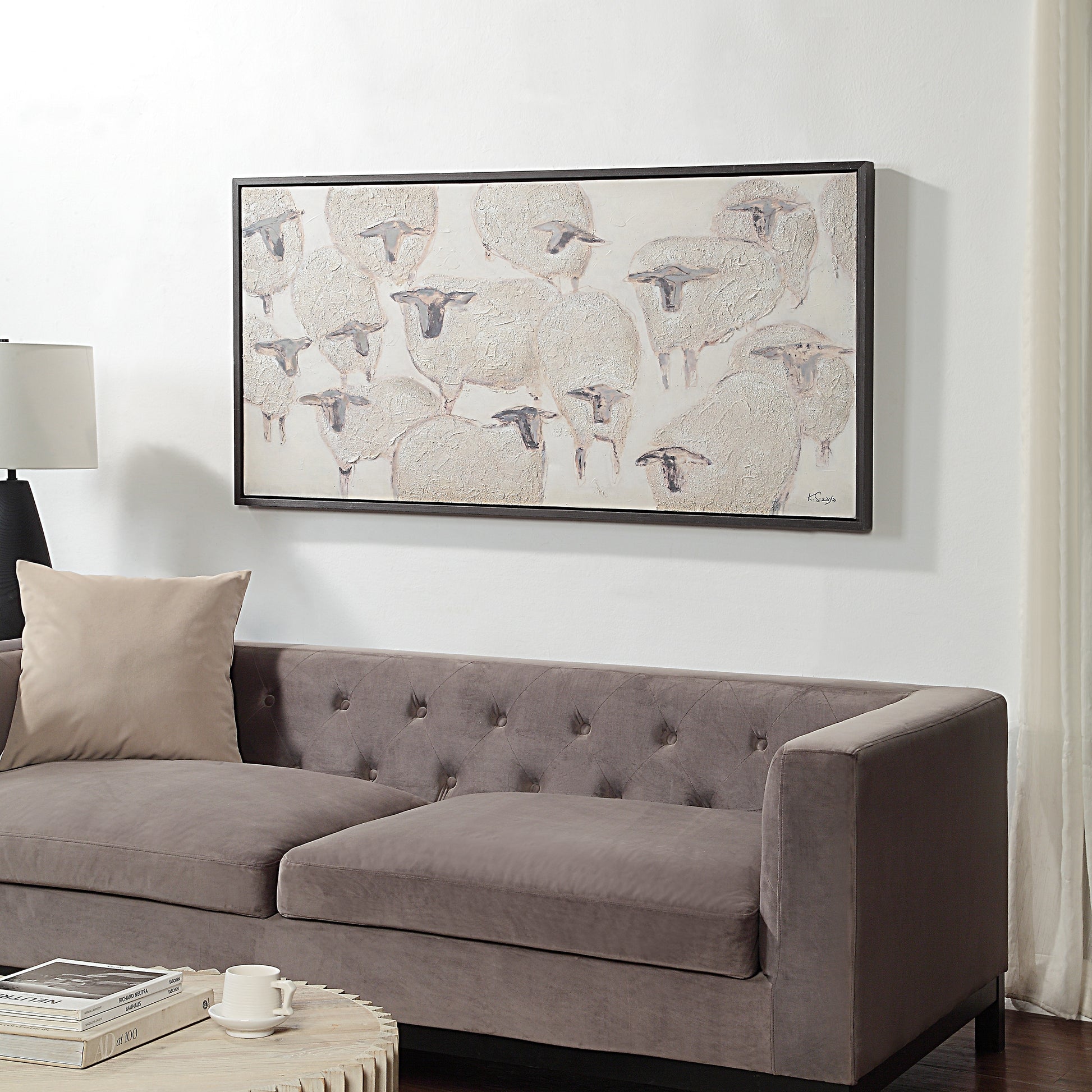 Shah 60" Wide Canvas Art with Wood Frame, Dark Grey-Canvas Art-DECOROLALA