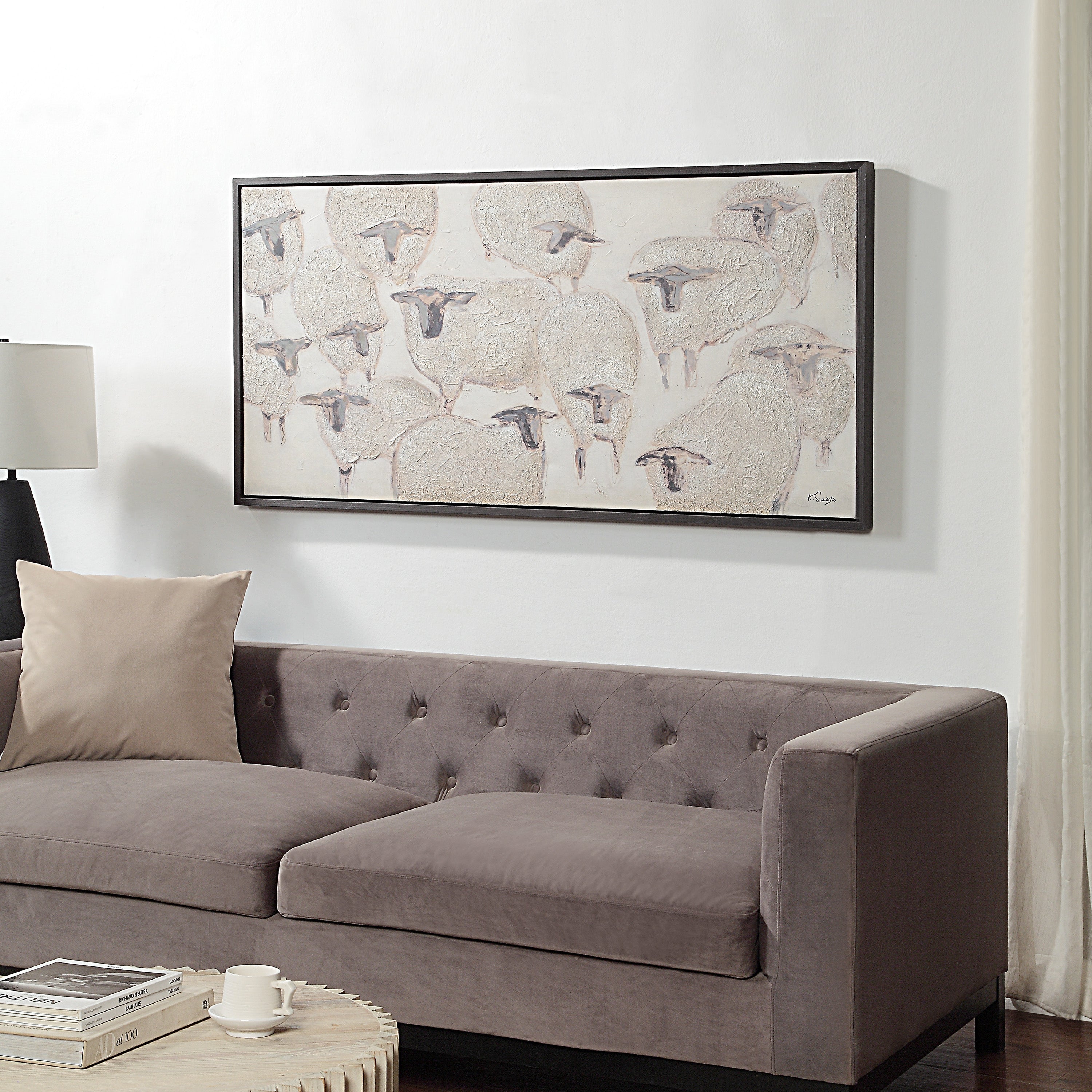 Shah 60" Wide Canvas Art with Wood Frame, Dark Grey-Canvas Art-DECOROLALA